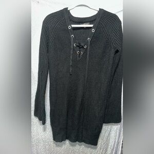 Black Lace-Up Women's Sweater